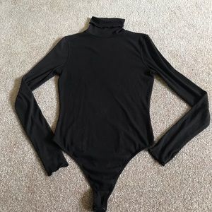 Free People Black Ribbed Turtleneck Bodysuit (m)